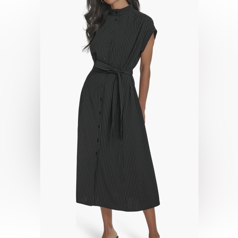 Calvin Klein Green Striped Button-Up Dress